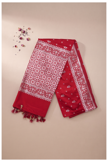 Crimson Red Banarasi Art Silk Wedding & Party Wear Saree