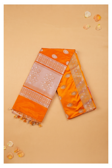 Orange Banarasi Art Silk Wedding Saree