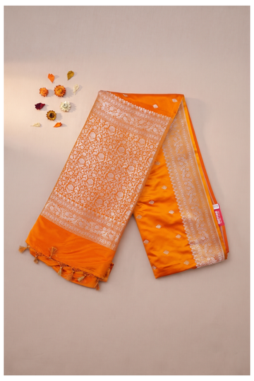 Orange Banarasi Art Silk Wedding Saree