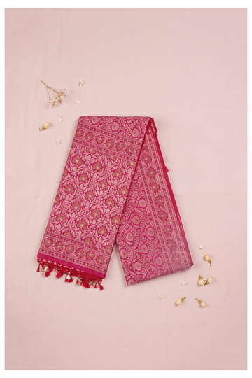 Rani Pink Banarasi Art Silk Crepe Wedding & Party Wear Saree