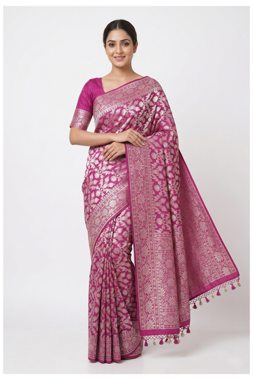Magenta Banarasi Art Silk Wedding & Party Wear Saree