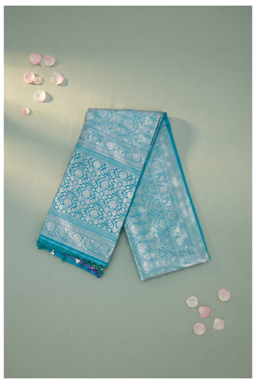 Teal Banarasi Art Silk Wedding Saree