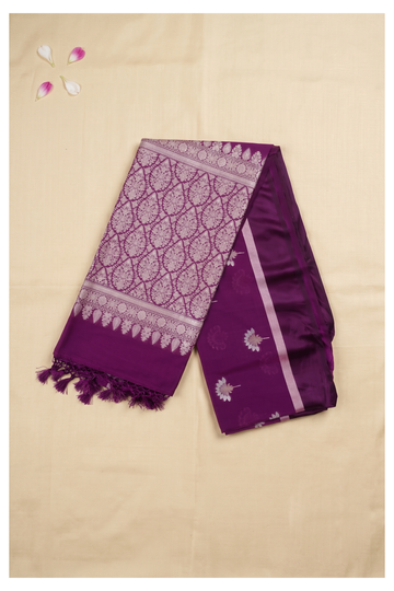 Wine Banarasi Art Silk Wedding Party Saree