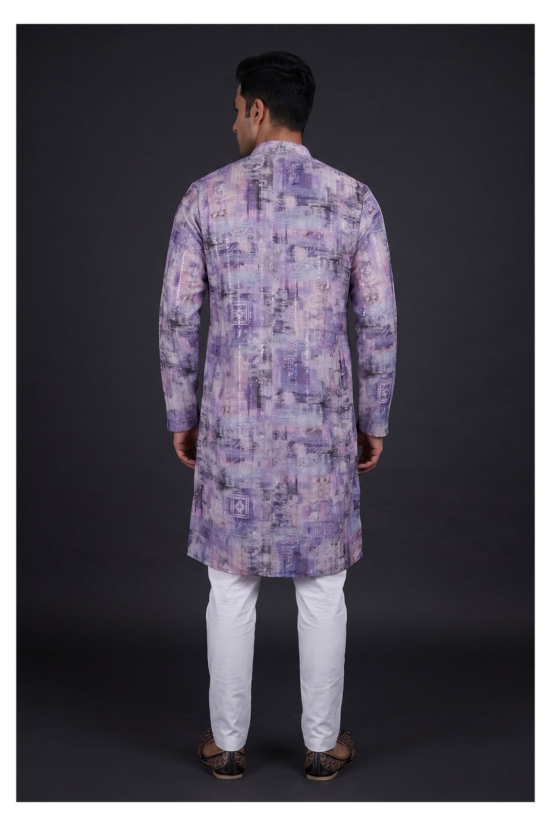 Lavender Fusion Printed Men’S Kurta