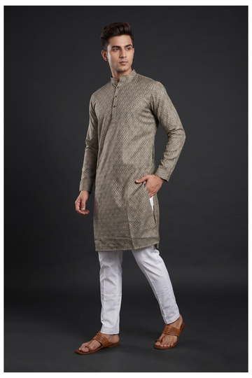 Sage Green Geometric Printed Kurta Set
