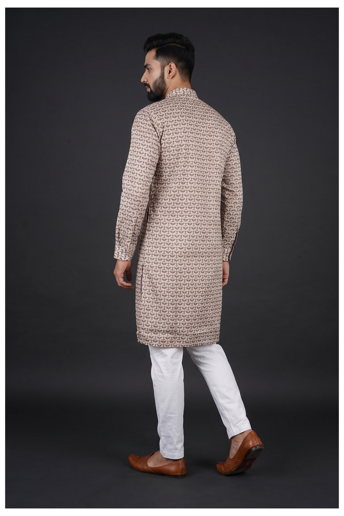 Beige Floral Printed Kurta Set