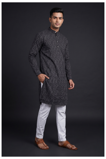 Charcoal Black Printed Kurta Set