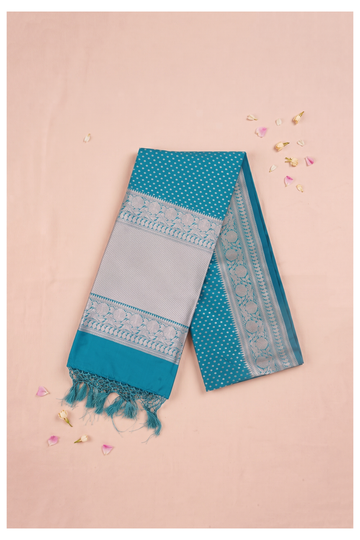 Teal Banarasi Art Silk Wedding Party Wear Saree