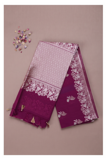 Wine Banarasi Art Silk Wedding And Party Saree