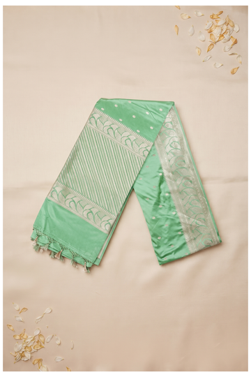 Mint Green Banarasi Art Silk Wedding Saree