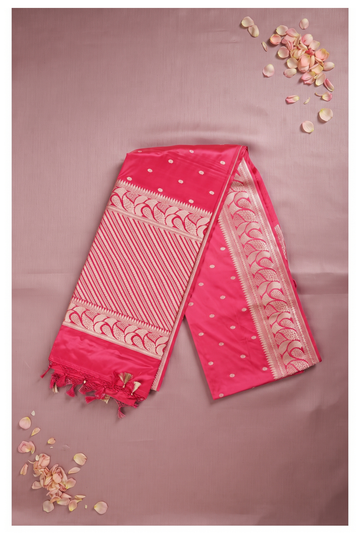 Rani Pink Banarasi Silk Art Silk Wedding Party Saree