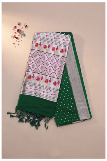 Bottle Green Banarasi Art Silk Wedding Saree