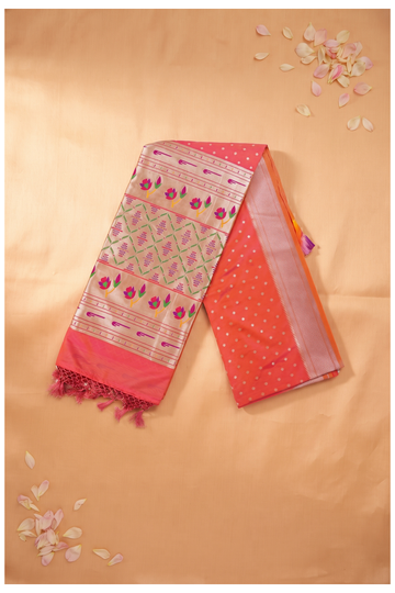 Coral Banarasi Silk Art Crepe Wedding & Party Saree