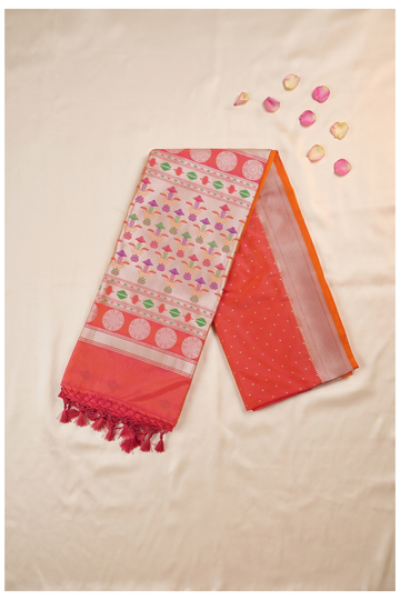 Coral Banarasi Art Silk Wedding Party Saree