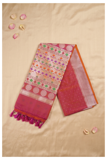 Rani Pink Banarasi Art Crepe Silk Wedding & Party Wear Saree
