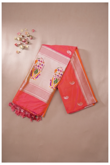 Coral Banarasi Art Silk Wedding Saree