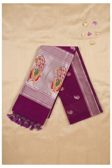 Wine Banarasi Art Silk Wedding Saree