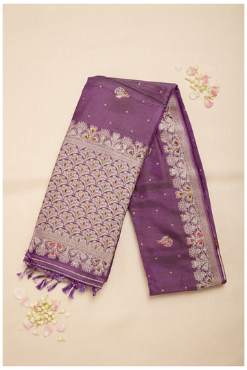 Plum South Silk Art Wedding Saree