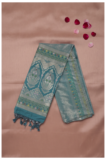 Teal Banarasi Art Silk Wedding Saree