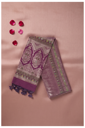 Wine Banarasi Art Silk Saree For Wedding & Party Wear
