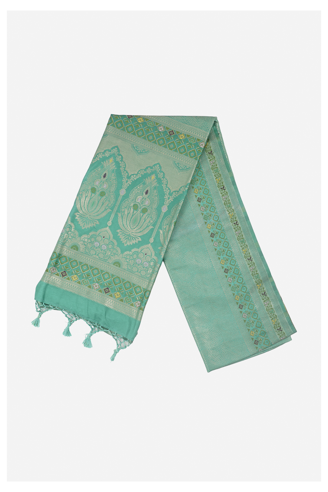 Aqua Green Banarasi Art Silk Wedding Party Wear Saree