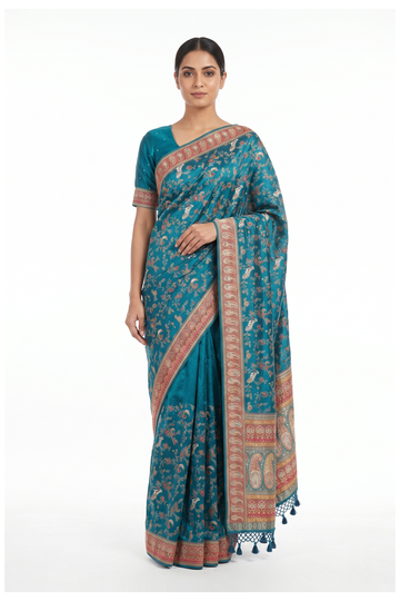 Teal Banarasi Pure Silk Wedding & Party Wear Saree