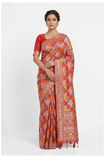 Multicolor Banarasi Pure Silk Wedding Saree