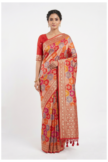 Multicolor Banarasi Pure Silk Wedding & Party Wear Saree