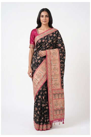 Black Banarasi Pure Silk Party Wear Saree