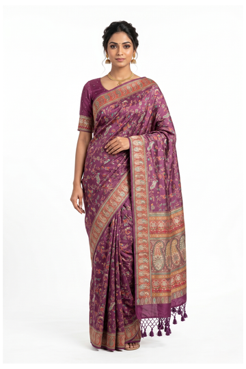 Wine Pure Silk Banarasi Wedding Saree
