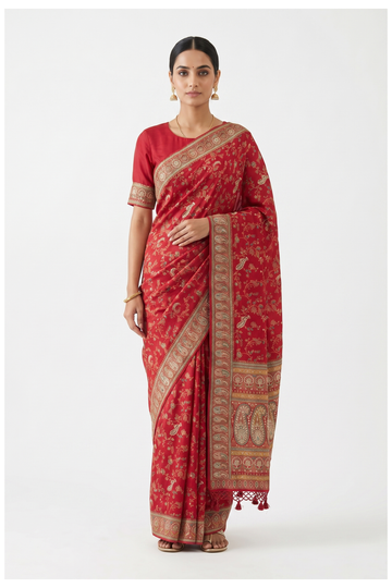Wine Banarasi Pure Silk Party Wear & Wedding Saree