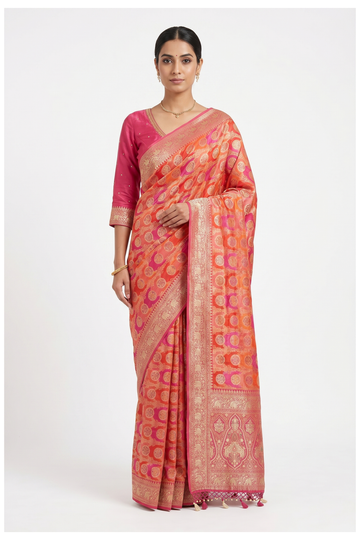 Multicolor Banarasi Pure Silk Party Wear Saree