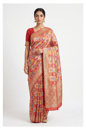 Multicolor Banarasi Pure Silk Party & Wedding Saree