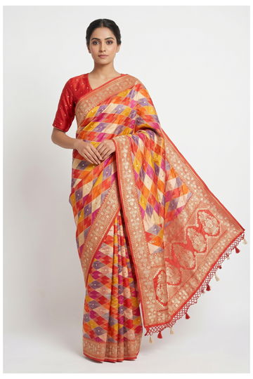Multicolor Pure Silk Banarasi Party Wear Saree