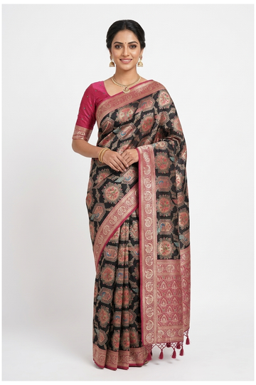Black Banarasi Pure Silk Wedding & Party Wear Saree