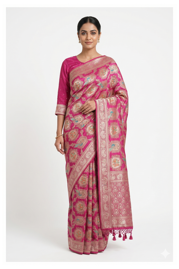 Magenta Pure Silk Banarasi Party Wear & Wedding Saree