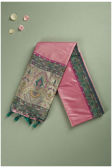 Rose Pink South Silk Art Silk Wedding & Party Wear Saree