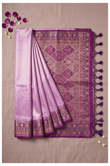 Lavender South Silk Art Silk Wedding Party Wear Saree