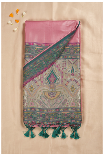 Rose Pink South Silk Art Silk Wedding Saree