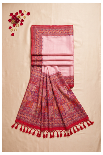 Blush Pink South Silk Art Silk Wedding Saree