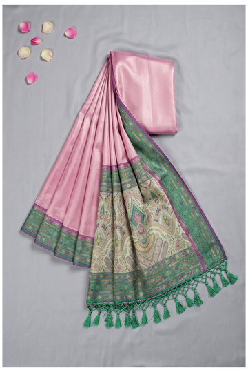 Mauve Pink South Art Silk Wedding & Party Wear Saree