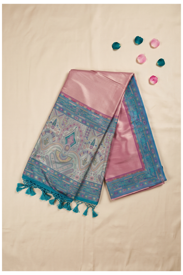Rose Gold South Art Silk Wedding Saree