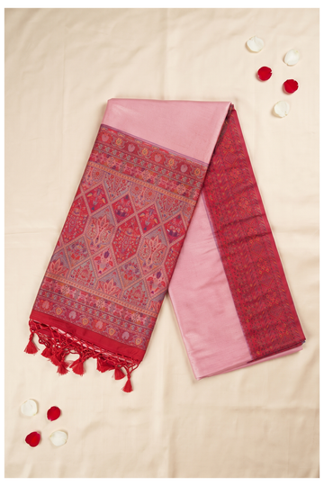 Blush Pink South Silk Art Silk Wedding & Party Wear Saree
