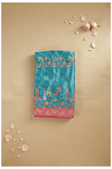 Teal Banarasi Art Silk Wedding Saree
