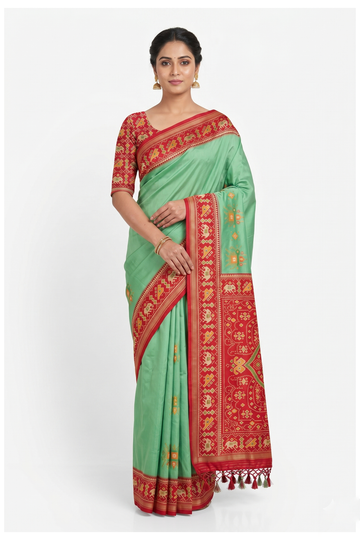 Teal Green Banarasi Silk Saree With Gala Weaving