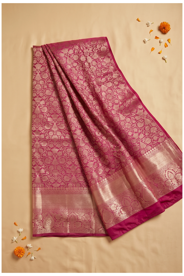 Magenta Pure Tissue Silk South Silk For Weddings