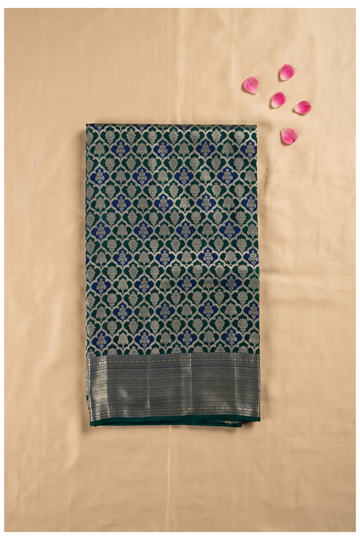 Dark Teal Green Pure Silk South Silk Wedding Saree