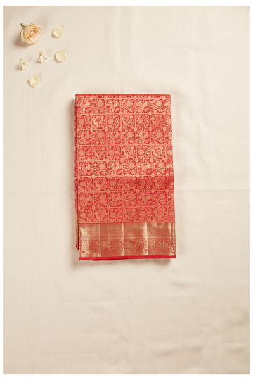 Crimson Red Pure Silk South Wedding Saree