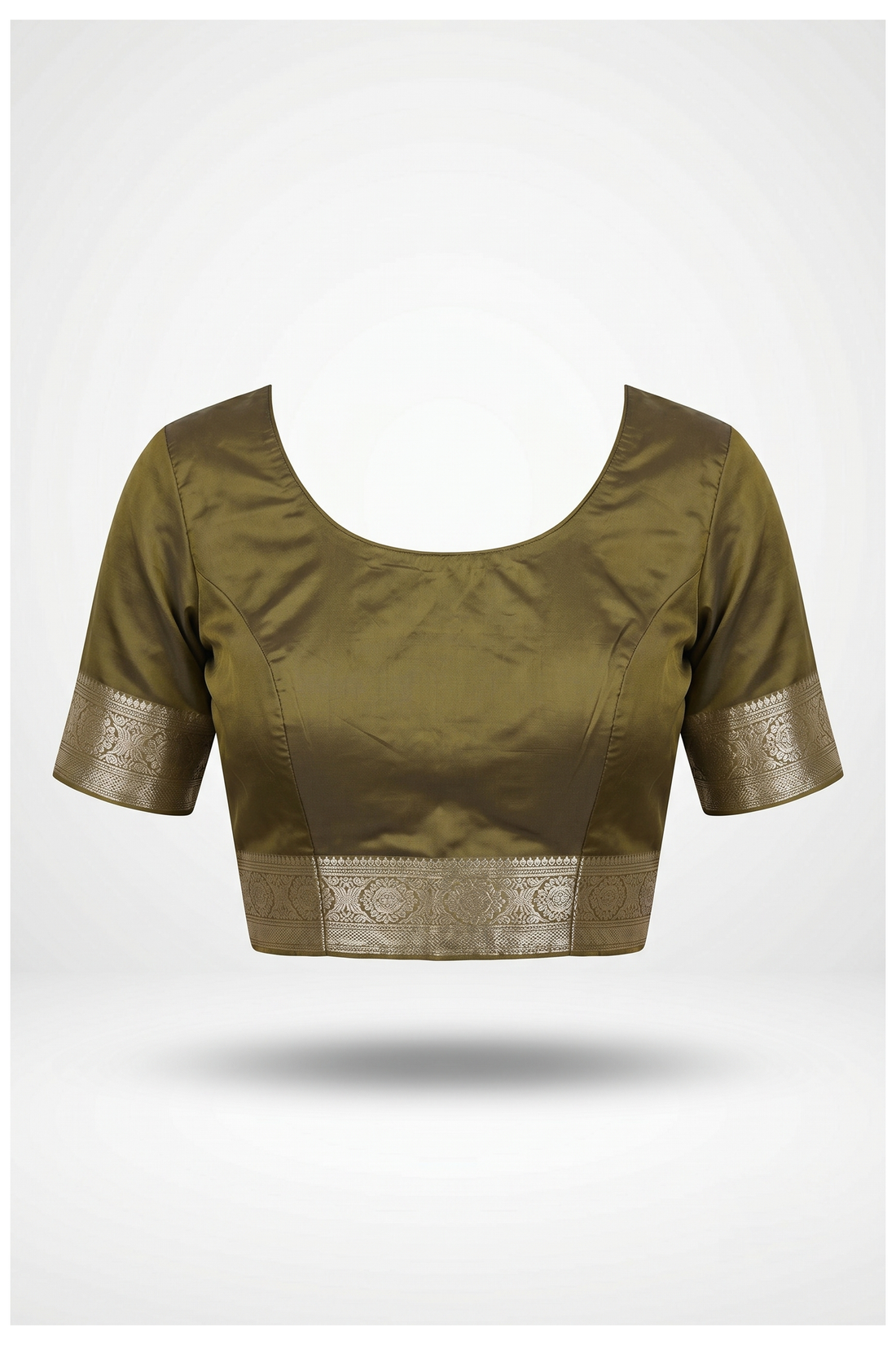 Olive Green Banarasi Silk Saree With Jaal Weaving