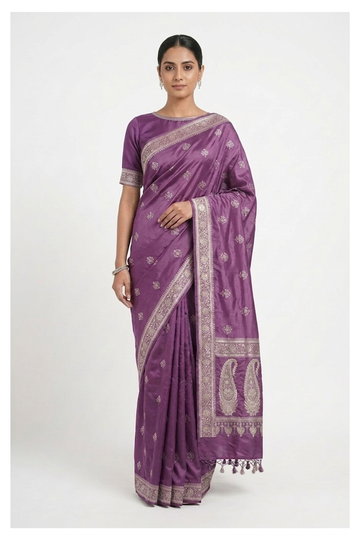 Amethyst Banarasi Pure Silk Wedding & Party Wear Saree